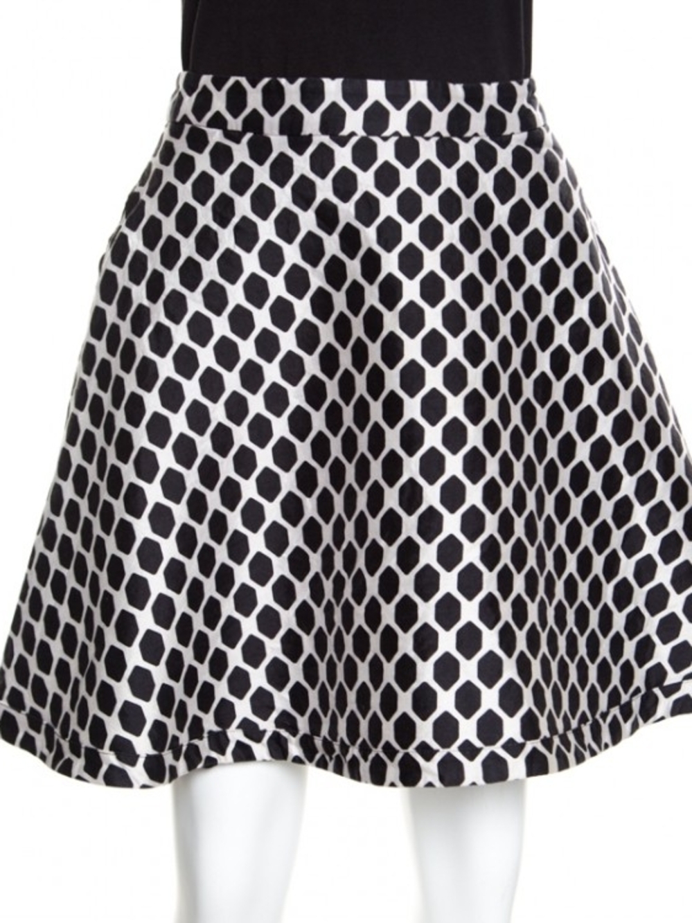 Diane Von Furstenberg Black & White Hexagon-Print A-Line Skirt